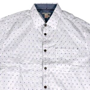 Carbon2Cobalt Mens White Dotted Short Sleeve Button Up Casual Shirt